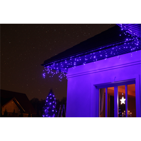 Diodi LED ad uso al esterno ghiaccioli blu effetto flash 200pz 9,6m Bulinex 38-336