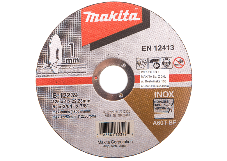 Disco da taglio 125x1x22x23mm B-12239 Makita B-12239