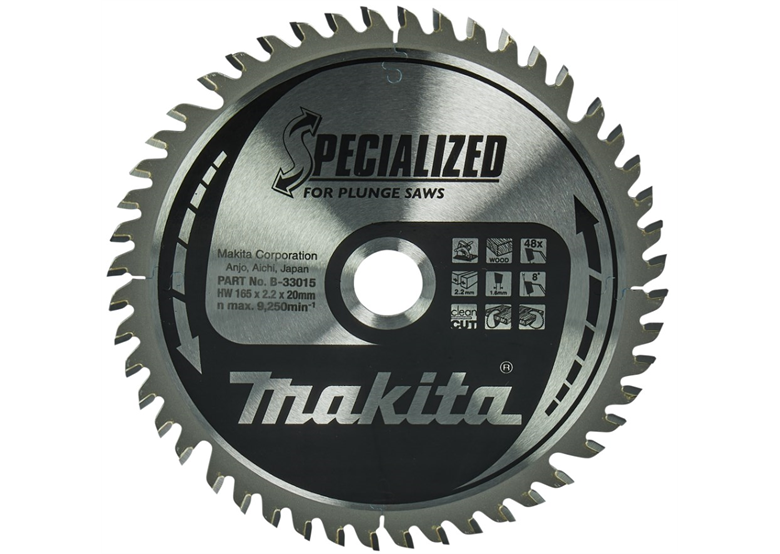 Disco da taglio per legno specializzato 165x20mm, 48 denti Makita B-33015