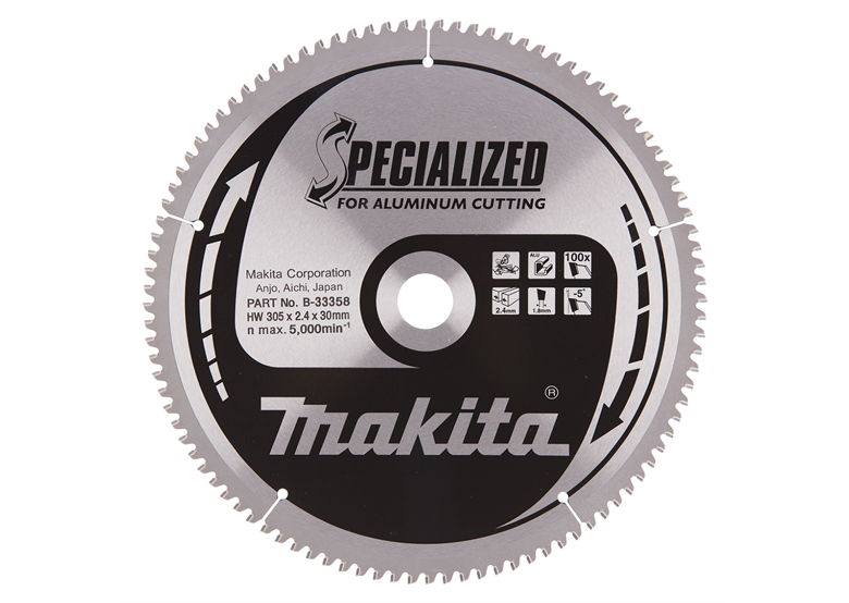 Disco da taglio specializzato in alluminio 305x30 mm, 100 denti Makita B-33358