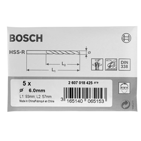 Punte per metallo HSS-R, DIN 338 Bosch 2607018438