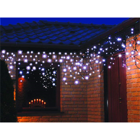 Diodi LED ad uso al esterno ghiaccioli blu effetto flash 200pz 9,6m Bulinex 38-692