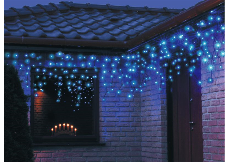 Diodi LED ad uso al esterno ghiaccioli blu effetto flash 200pz 9,6m Bulinex 38-696