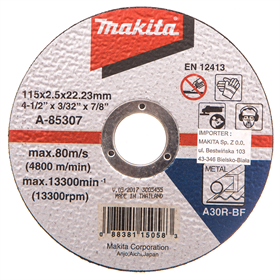 Disco da taglio 115 x2,5 x 22 mm Makita A-85307