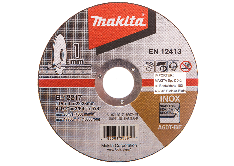 Disco da taglio 115 x 1 x 22 mm Makita B-12217