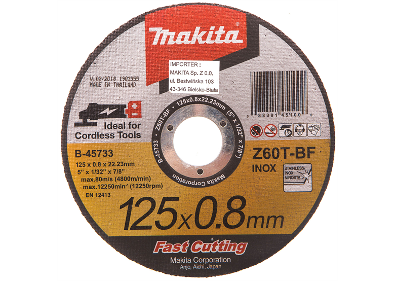 Disco di taglio per acciaio  INOX 125mm Makita B-45733