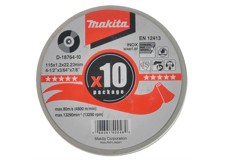 Disco da taglio 115x22,23x1,2 mm, 10 pezzi. Makita D-18764-10