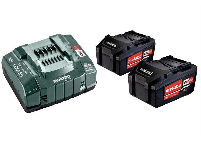 Set di 2 batterie 18V Li-Power 5.2Ah con caricabatterie ASC 30-36V Metabo 685051000