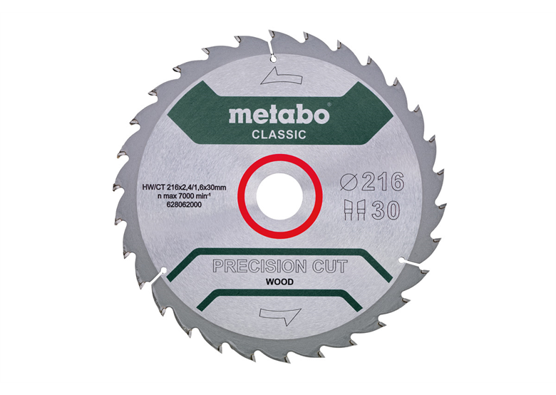 Disco dentato 216x30mm Metabo Precision Cut Wood - Classic