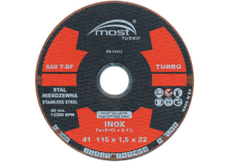 Disco da taglio per l'acciaio inox Most 94-14-115160