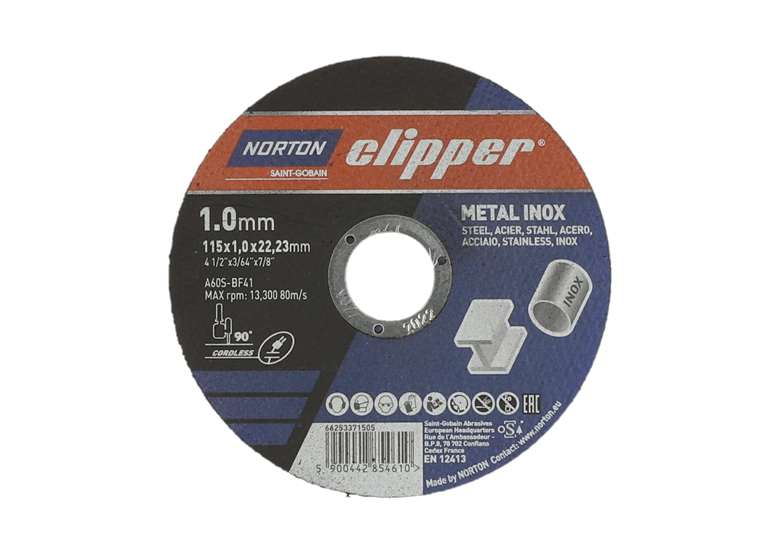Disco da taglio Metal/inox 115x1.0mm Norton A60S-115x1.0x22.23-T41 NOR-Clipper