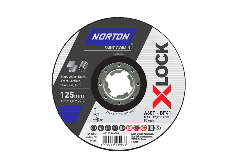 Disco da taglio Norton A60T-125x1.0x22.23-T41 NOR-XLock