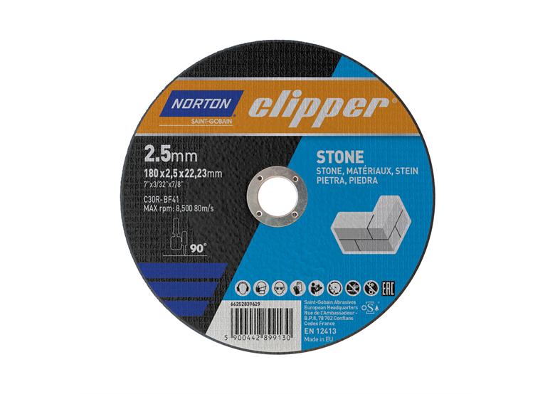 Disco da taglio in pietra 180x2,5mm Norton C30R-180x2.5x22.2-T41 NOR-Clipper