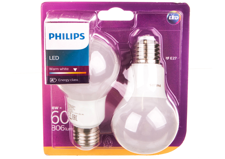 Lampadina a LED (60W) A60 E27 WW 230V FR ND 2BC / 6 (2 pezzi) Philips 929001234361