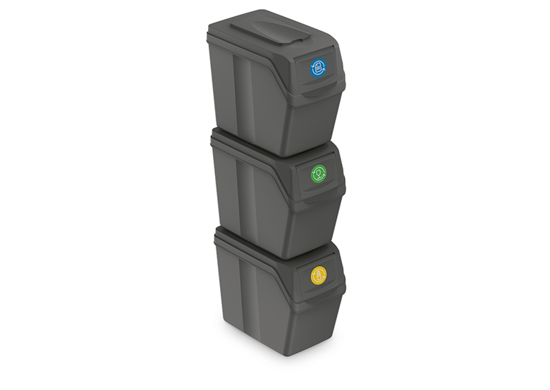 Set di cestini per rifiuti SORTIBOX da 20 litri, 3 pezzi. Prosperplast ISWB20S3-405U