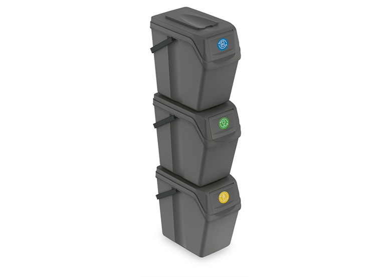 Set di contenitori per rifiuti da 25 litri SORTIBOX 3 pezzi. Prosperplast ISWB25S3-405U