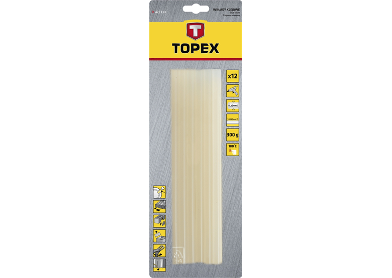 Colla stick 11mm trasparente 12 pezzi Topex 42E113