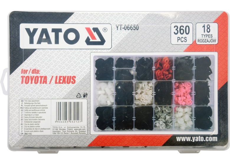 Set di clip per auto Toyota/Lexus 360pz. Yato YT-06650