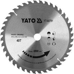 Lama per sega circolare per legno 315x30mm Yato YT-60791