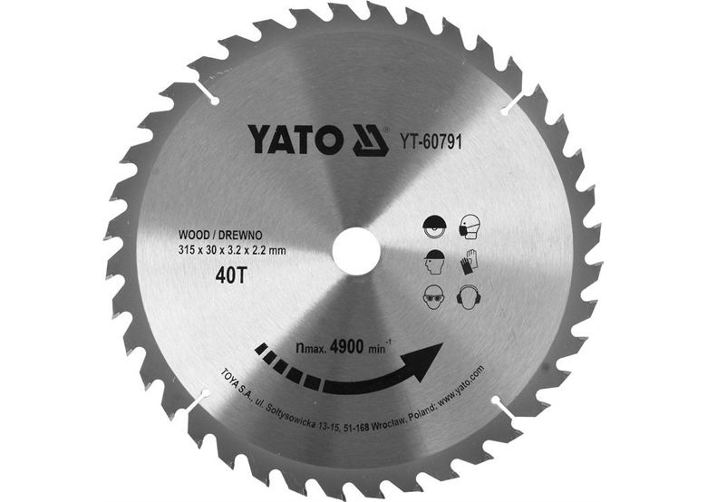 Lama per sega circolare per legno 315x30mm Yato YT-60791