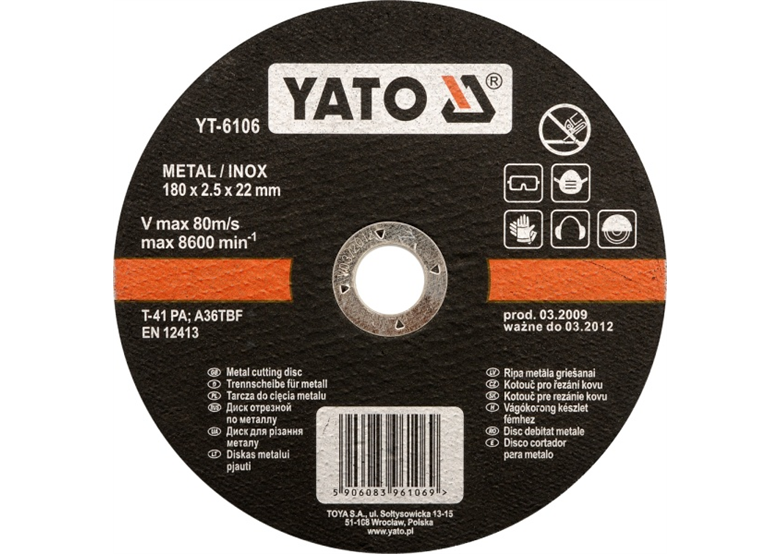Disco da taglio per l'acciaio inox Yato YT-6103