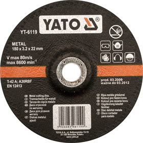 Disco di taglio per metallo 125 x 2,5 x 22 mm Yato YT-6116