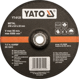Disco di taglio per metallo 125 x 6 x 22,2 mm Yato YT-6124